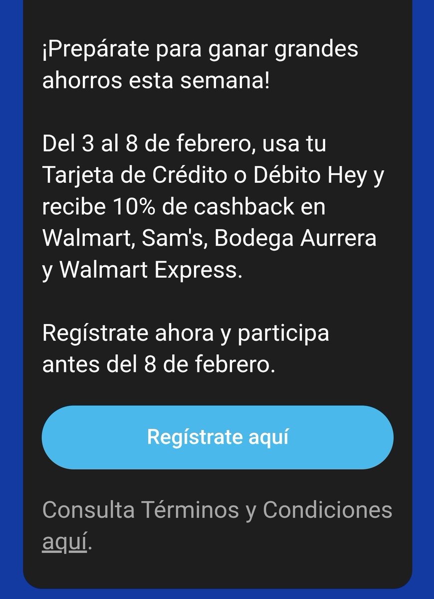 InversionesAld's tweet photo. 🛍️ ¡Hey banco lanza un 10% de cashback en Grupo Walmart para todos!
No es necesario tener la membresía contratada, solo deben registrarse por correo y comprar antes del 8 de febrero.
Está topado a $500.
💬 ¿Aprovecharán esta bonificación?
#heybanco #bancodigital #cashback https://t.co/IWDoNcOQdr