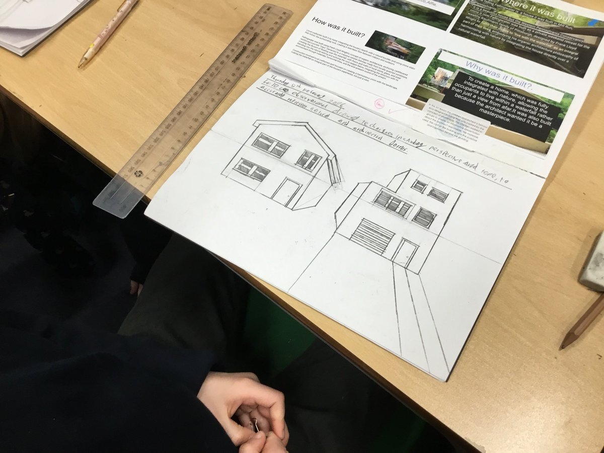 LancotSchool's tweet photo. Year 6 got creative this afternoon! ✏️🏙️ They explored vanishing points and followed detailed steps to sketch two buildings in perspective. These new skills will feed straight into designing their own eco-buildings 🌱 #Year6 #Art #PerspectiveDrawing #EcoDesign https://t.co/RApEe0hRx7