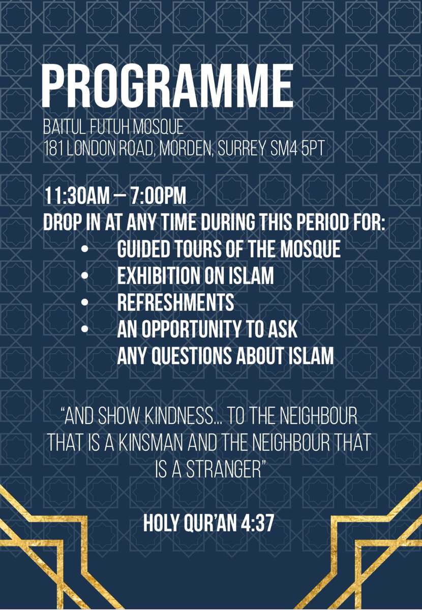 YOULondon1's tweet photo. Anywhere near Morden this weekend? Why not visit the beautiful Baitul Futuh mosque? Open day 11:30am to 7pm on Saturday. https://t.co/Pr1l6mlaw5