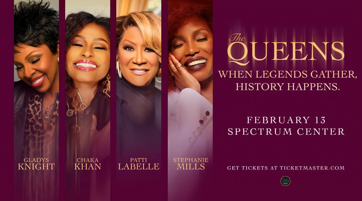 mertscharlotte's tweet image. 4 powerhouse voices (@ChakaKhan, @MsGladysKnight, @MsPattiPatti LaBelle, &amp;amp; @PrettyMill1-Stephanie Mills) come together for #thequeenstour tonight! Come eat with us before at @mertscharlotte Restaurant (214 N. College St)or order via our website, phone 704-342-4222 or delivery app