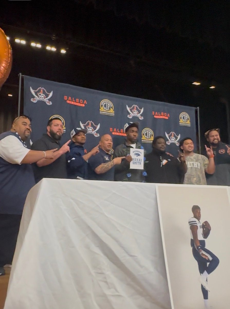 BalboaFootball's tweet photo. Thank you @jim_mastro @NevadaFootball for believing in @MekaiSmith0 & the @BalboaFootball ๐ดโโ ๏ธ Program! @CoachFredV #BigBucs #Balieve https://t.co/d8ylk1tdYN