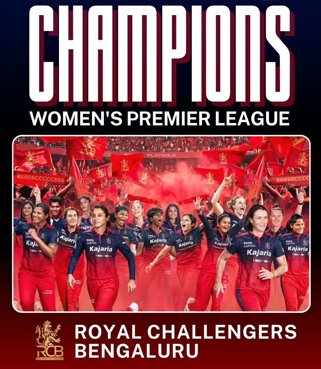 RCB WOMEN Champions AGAIN! 
Second WPL title sealed with a dominant win over DC by 6 wickets  
Captain Smriti Mandhana 87 runs &amp; Orange Cap holder of WPL 2026
Georgia Voll 79 runs &amp; Fire partnership of 165 runs
Champions. Again.

#WPL2026 #WPLFinal #TATAWPL #RCBvsDC #RCB #DC