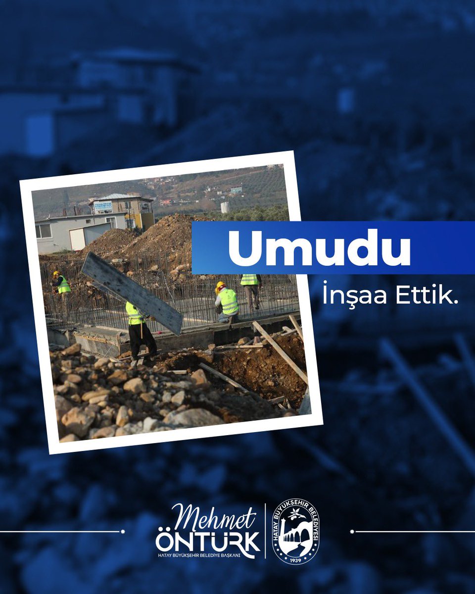 Umudu büyüten adımlarla yarınlara yürüyoruz.
#YenidenHatay
<a href="/RTErdogan/">Recep Tayyip Erdoğan</a> 
<a href="/murat_kurum/">Murat KURUM</a> 
<a href="/csbgovtr/">T.C. Çevre, Şehircilik ve İklim Dğş. Bakanlığı</a> 
<a href="/mehmetonturktr/">Mehmet ÖNTÜRK</a>
<a href="/ademyesildal/">Adem Yeşildal.🇹🇷</a> 
<a href="/AbdulkadirOzl/">Abdulkadir Özel</a> 
<a href="/HuseyinYayman/">Hüseyin Yayman🇹🇷</a> 
<a href="/kemalkarahanmv/">Kemal Karahan</a> 
<a href="/DMustafaErdogan/">Mustafa Erdoğan</a> 
<a href="/avfatmagulcalim/">Av. Fatma Gül Çalım</a> 
<a href="/akkadin_hatay/">AK Kadın Hatay</a> 
<a href="/akpartilhatay/">AK Parti Hatay</a>