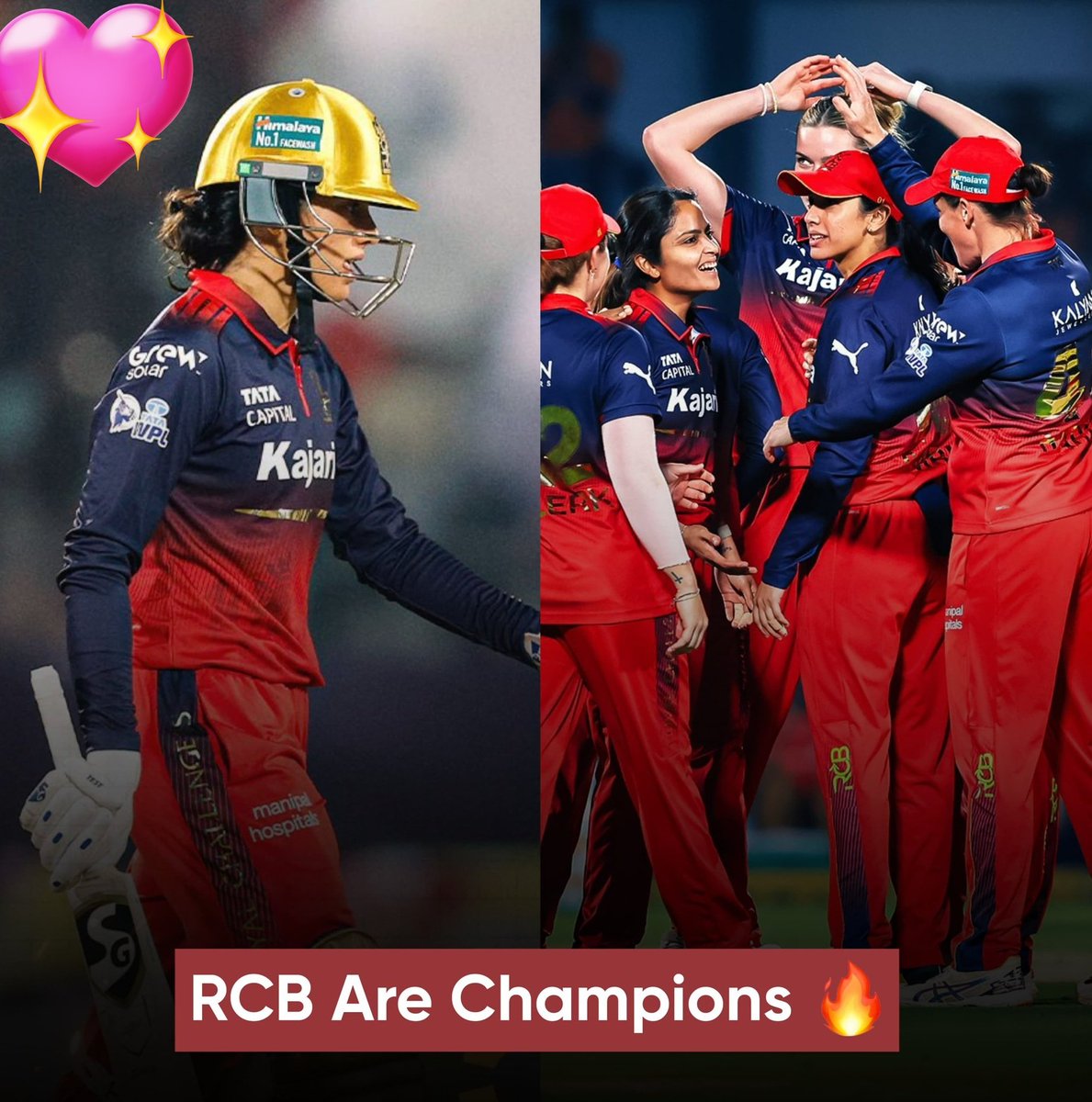 #WPLFinal
Against Delhi, RCB made history 🏆❤️ Winning their second WPL trophy in 2026.
💐💐✨