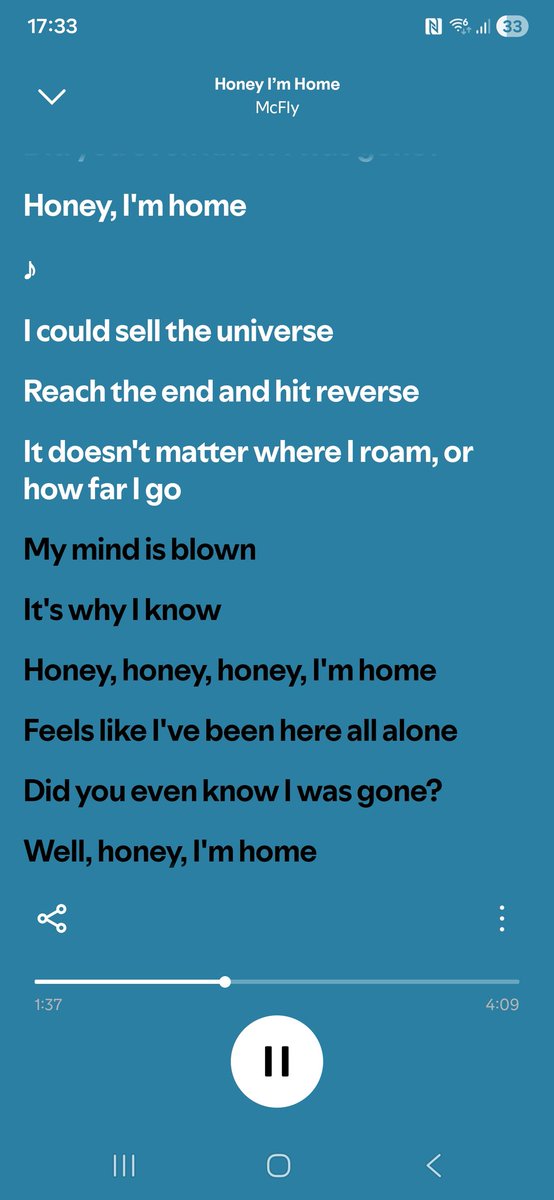 PNXTech's tweet photo. @TomFletcher please can someone tell Spotify to get the lyrics correct on "Honey I'm home" https://t.co/McyBtYTd0K