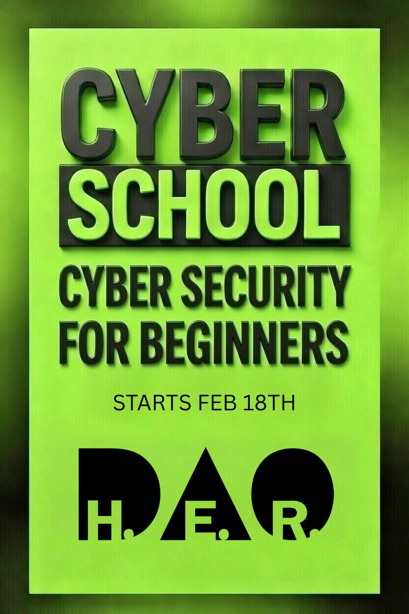Our community spoke. We listened.

Introducing Cyber School!

Cyber Security made easy. 

We start with  Cybersecurity for beginners on Feb 18th 

- Threat modeling
- Networks &amp; real attacks
- Cloud → Web3
- Offensive security
- Risk &amp; privacy

CTFs after every session.
Phase 1