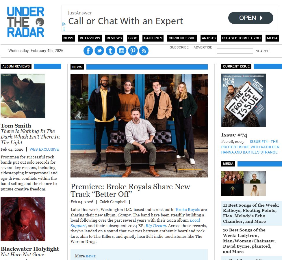 wild. thank you <a href="/Under_Radar_Mag/">Under the Radar</a> and Caleb Campbell for premiering our song Better Off. Check it out here
undertheradarmag.com/news/premiere_…