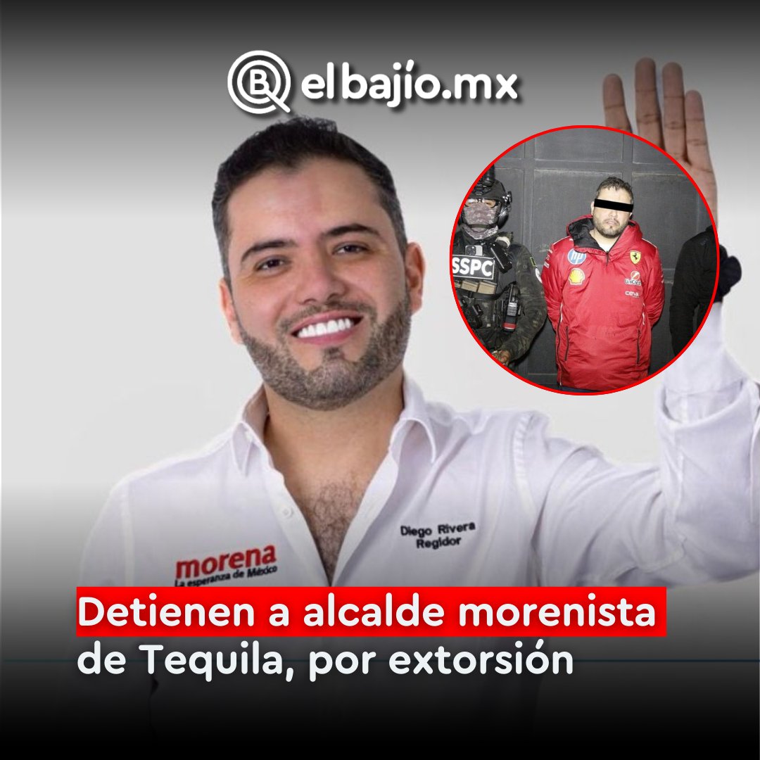 #IMPORTTANTE 🔴 En un fuerte operativo, fue detenido el alcalde morenista de Tequila, Jalisco, Diego Rivera Navarro, junto con tres funcionarios municipales, por presunta extorsión a empresas tequileras y posibles vínculos con delincuencia organizada.

¿Qué opinas?