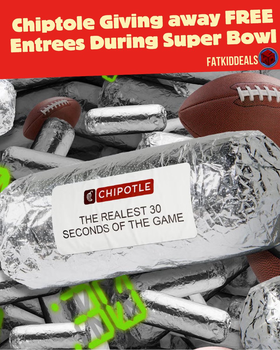 After Halftime of the Super Bowl Chipotle will drop a 30-second Instagram Reel that will have a text-to-claim code. The first 100,000 people to text that code to 888222 will receive a free entree. 

*The Reel will only be up for 30 seconds
