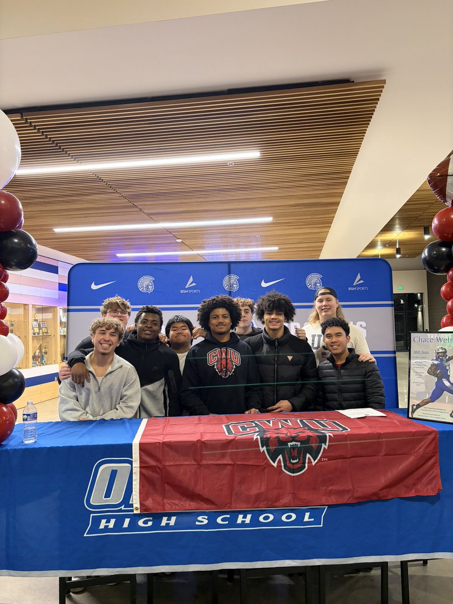 OlyTrojansfb's tweet photo. Yesterday, we celebrated @WebsterChace2 and his commitment to @CWUFB. We are excited to see you dominate in Ellensburg!

Go Wildcats!🐾 https://t.co/aIUnFj2WpL