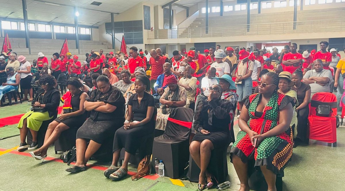 EffNorthwest's tweet photo. ♦️In Pictures♦️

Fighters and members of the community gathered at Ipelegeng Multi-Purpose Centre for a memorial service of the EFF PCT Member and Member of the Provincial Legislature, Fgtr. Meikie Dikolomela.

May her soul rest in peace. https://t.co/G5vvCAZdAl