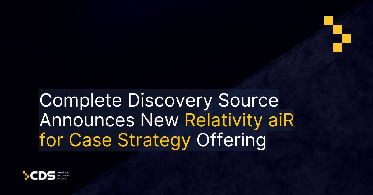 CDS continues to invest in AI that delivers real, defensible results.
Now offering Relativity aiR for Case Strategy to help teams accelerate case analysis, surface key facts, and centralize case intelligence, backed by CDS expertise. cdslegal.com/news/complete-…