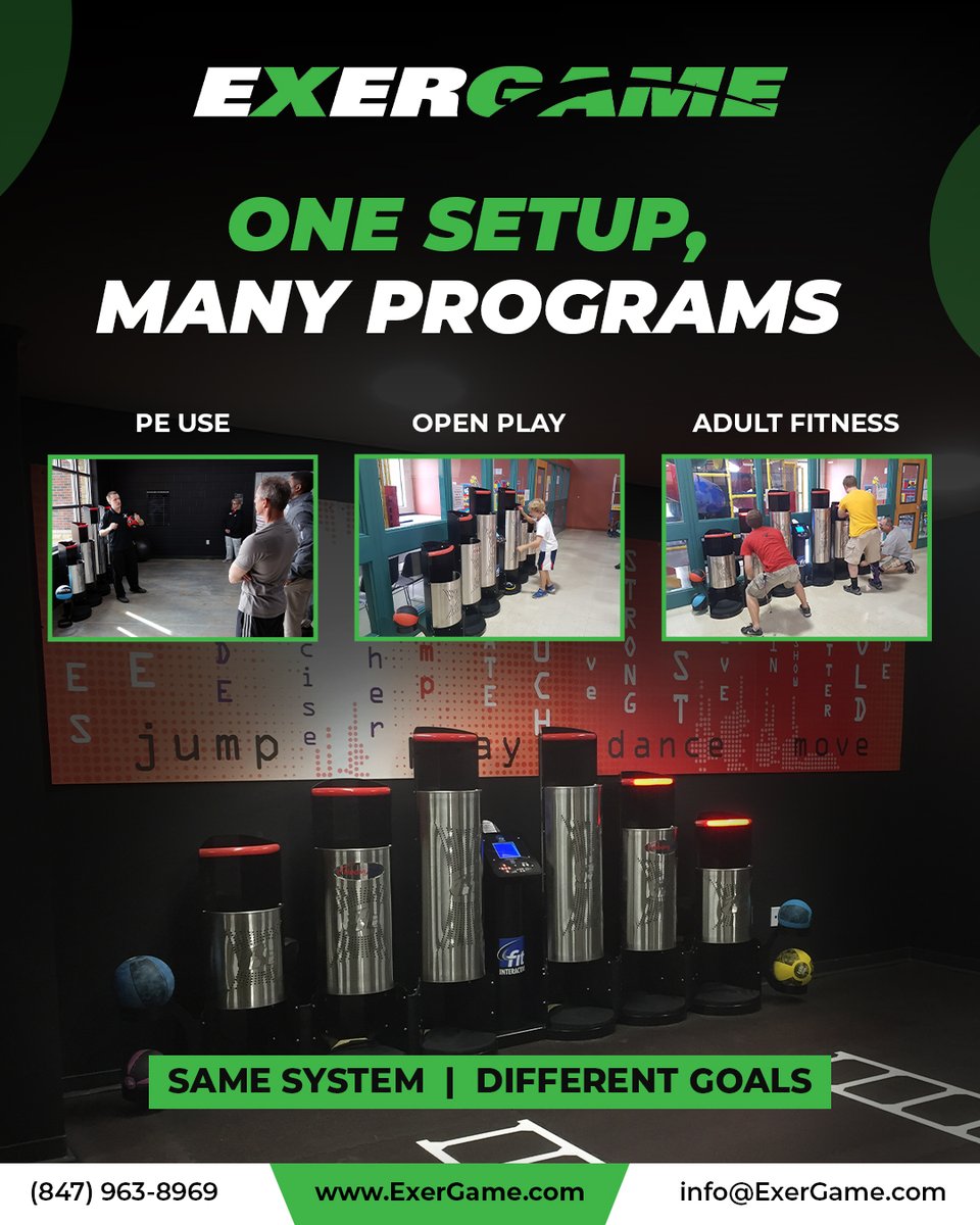 One setup. Endless possibilities. 💥

From PE classes to open play and adult fitness, Exergame Fitness adapts to every goal—without changing the system. 🏃‍♂️🎮💪
Interactive. Scalable. Results-driven.

Join us now👉: exergame.com

#InteractiveFitness #ActivePlay