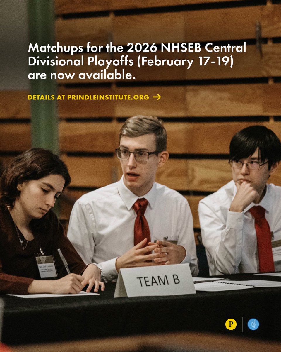 This February, 12 Regional Champion teams compete in the Central Divisional High School Ethics Bowl Playoffs, hosted by the Prindle Institute. Six teams will earn bids to the NHSEB National Championship: prindleinstitute.org/nhseb-division…