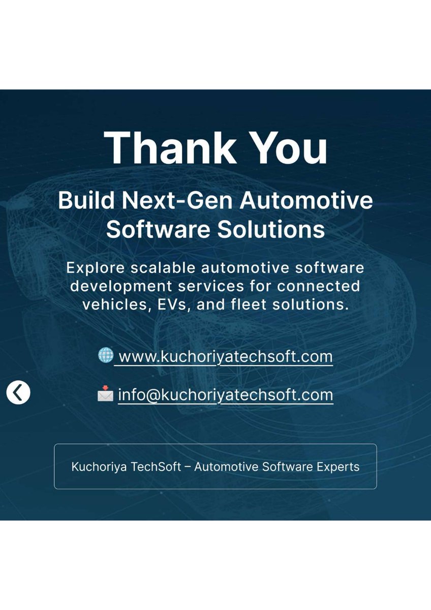 kuchoriyaS5208's tweet photo. Automotive innovation today runs on automotive software development, connected vehicle platforms, and smart mobility solutions. 

https://t.co/7YXjcIJyjg

🌐 https://t.co/XyqxCA6zJr

#AutomotiveSoftware #ConnectedCar #SmartMobility #Telematics #EVSoftware #FleetManagement https://t.co/KG04vv57oU