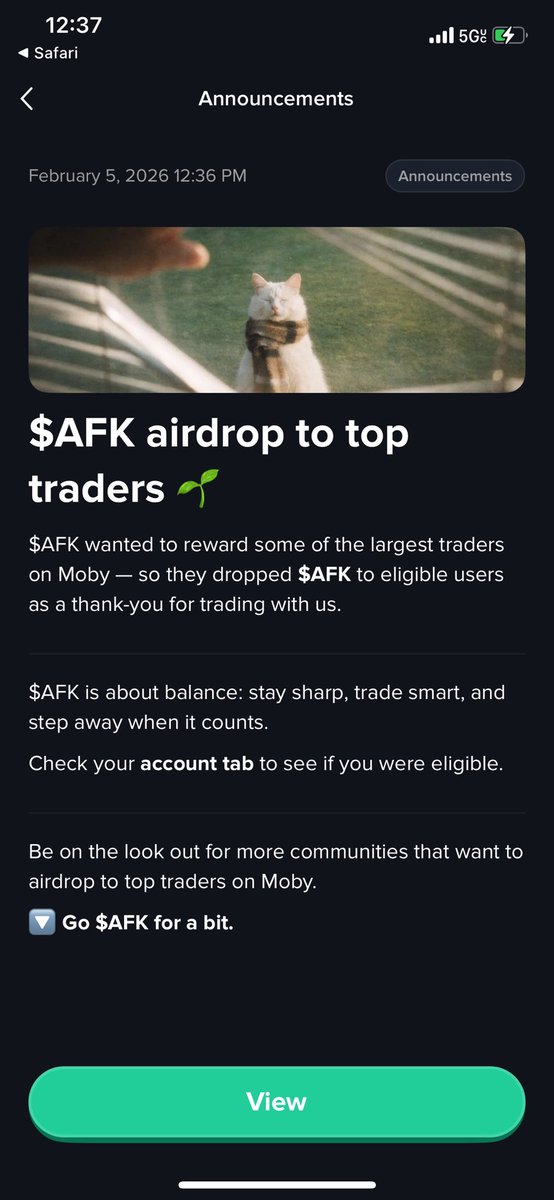 Immaculate__13's tweet photo. $AFK $MOBY @mobyagent @whalewatchalert coming thru for your boy. A (what seems like) a legit airdrop of a legit token on a legit crypto trading app. It’s moments like this that make me donate another 100k to the trenches.#dontfade #whale #miniwhale https://t.co/vVgyZYbnym