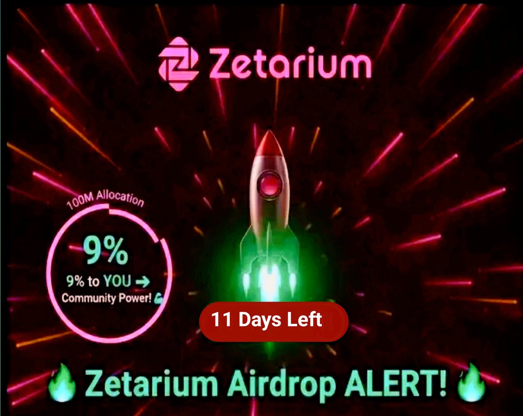 AIRDROP ALPHA <a href="/Zetarium_/">Zetarium</a>
$Zet

11 Days Left ⬅️ 
Potential: $1,000 – $20,000

Repost Earn= 30 
Like Earn= 20
Comment= 50

#Zetarium #zetaruim_