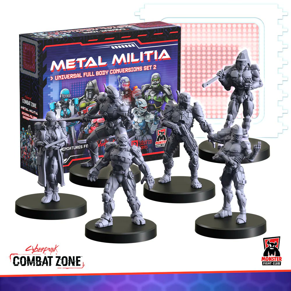 ShinyGamesUK's tweet photo. Does your #Cyberpunk #CombatZone gang need some extra toughness to get through the day? Maybe a Full Body Conversion is right for you? Talk to your local Ripperdoc about Full Body Conversion today. Take human flesh out of the equation with Metal Militia: https://t.co/KJN0BUq0YH https://t.co/8Kc4XIeIZ1