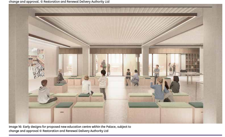 Look at all this extra stuff they are planning to build.

This is classic scope creep. Just repair the fabric and facilities of the building as-is! No wonder they've estimated such ridiculous costs and timescales. They've junked-up this plan with huge amounts of unnecessary work.