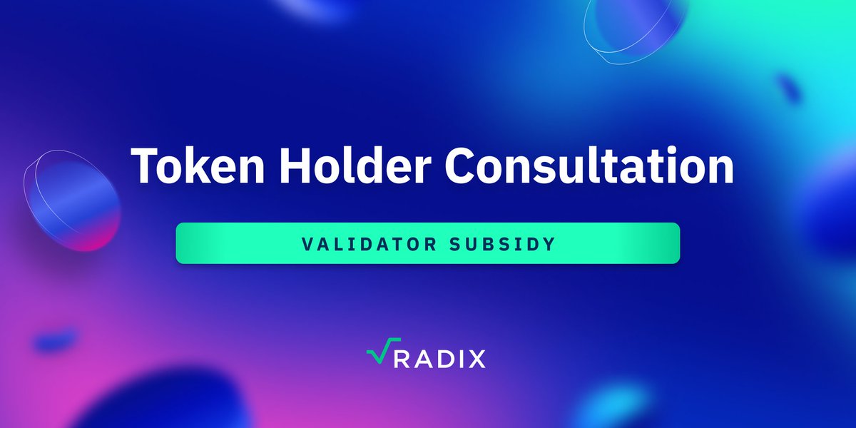 radixdlt's tweet photo. Consultation: The Future of Validator Subsidies:

Based on a community-led RFC and validator polling, we are proposing a transition plan to end the current subsidy model. 🧵 https://t.co/ewimlm0BTu