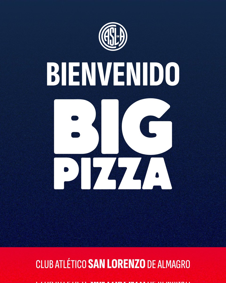 SanLorenzo's tweet image. Le damos la bienvenida a Big Pizza, nuevo sponsor de San Lorenzo. 

El acuerdo, que tiene vigencia hasta el 31 de diciembre de 2026, es a cambio de publicidad: Big Pizza estará presente con sus servicios de catering tanto en los partidos de la Primera División como en el tercer…