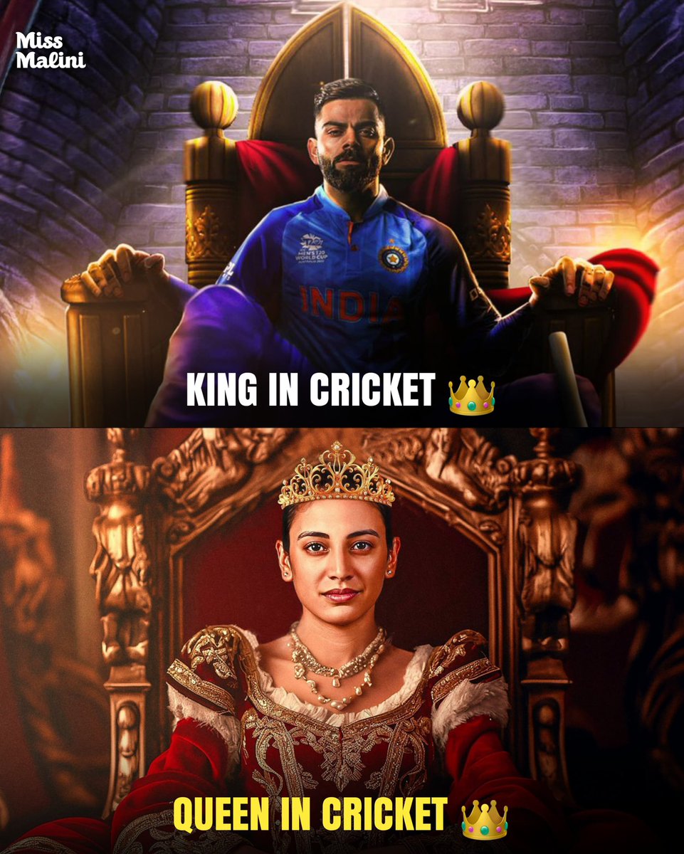 MissMalini's tweet photo. From dominating the crease to ruling the hearts of millions, the King and Queen of Indian Cricket stand tall. Form is temporary, but royalty is permanent.

#missmalini #WPL2026 #SmritiMandhana
 #WPLFinal https://t.co/GcHiTRqq5G
