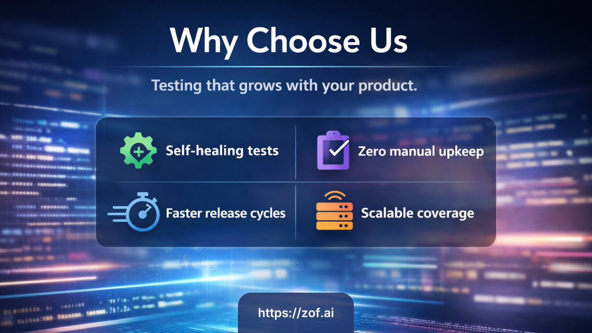 Teams shouldn’t have to choose between speed and quality. Autonomous testing lets you ship efficiently while your coverage keeps strengthening in the background. 

Less maintenance, fewer surprises, and releases you can trust every single cycle.

#AITesting #DevTools #ZofAI