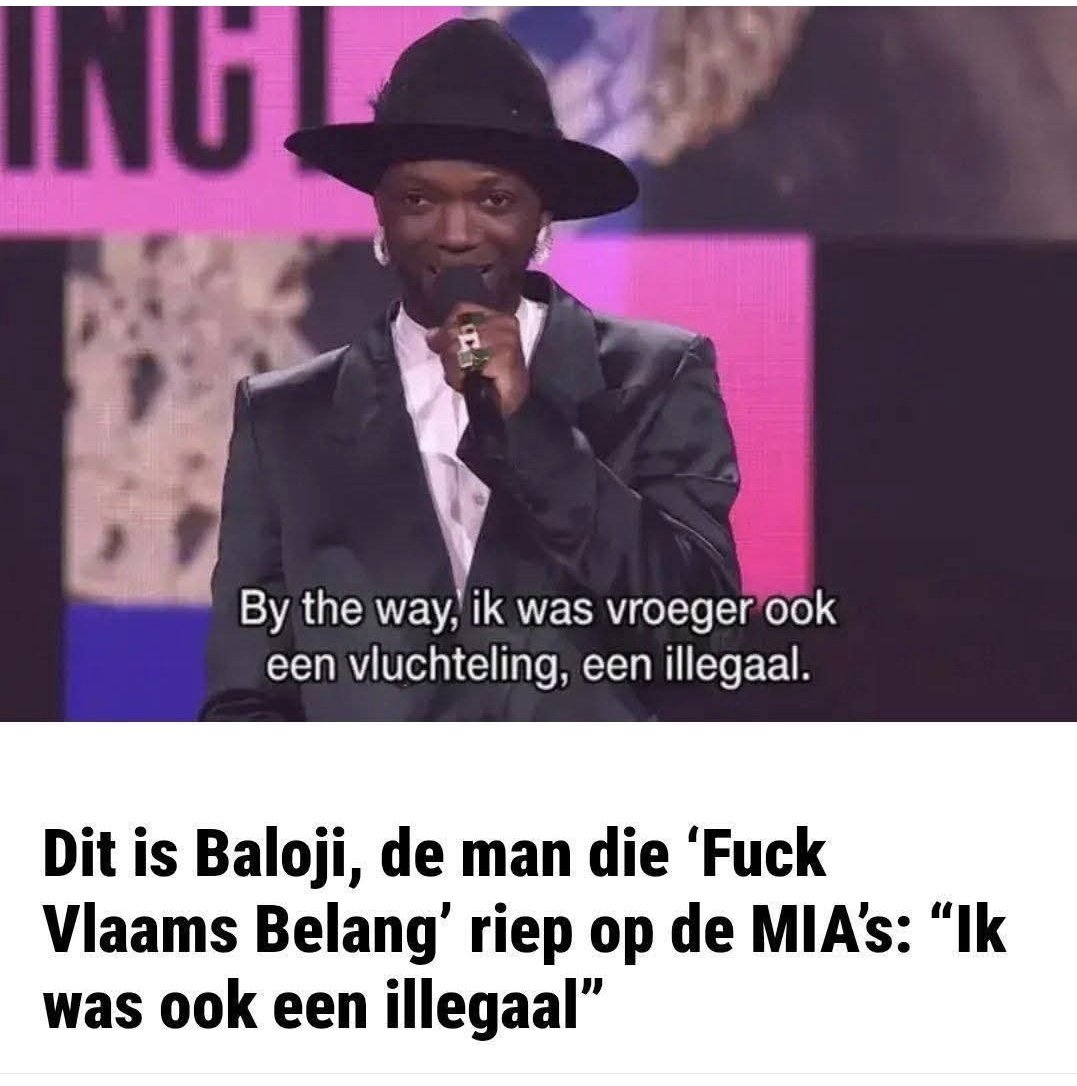 Stel u voor wat er zou gebeuren als er iemand tijdens de MIA's zou zeggen.
"We zijn het beu: al dat geweld, de intimidaties en de overlast: Fuck illegalen!!"
Het kot was te klein.
Nu zijn de media poeslief tov deze belediger van 1 miljoen Vlamingen.