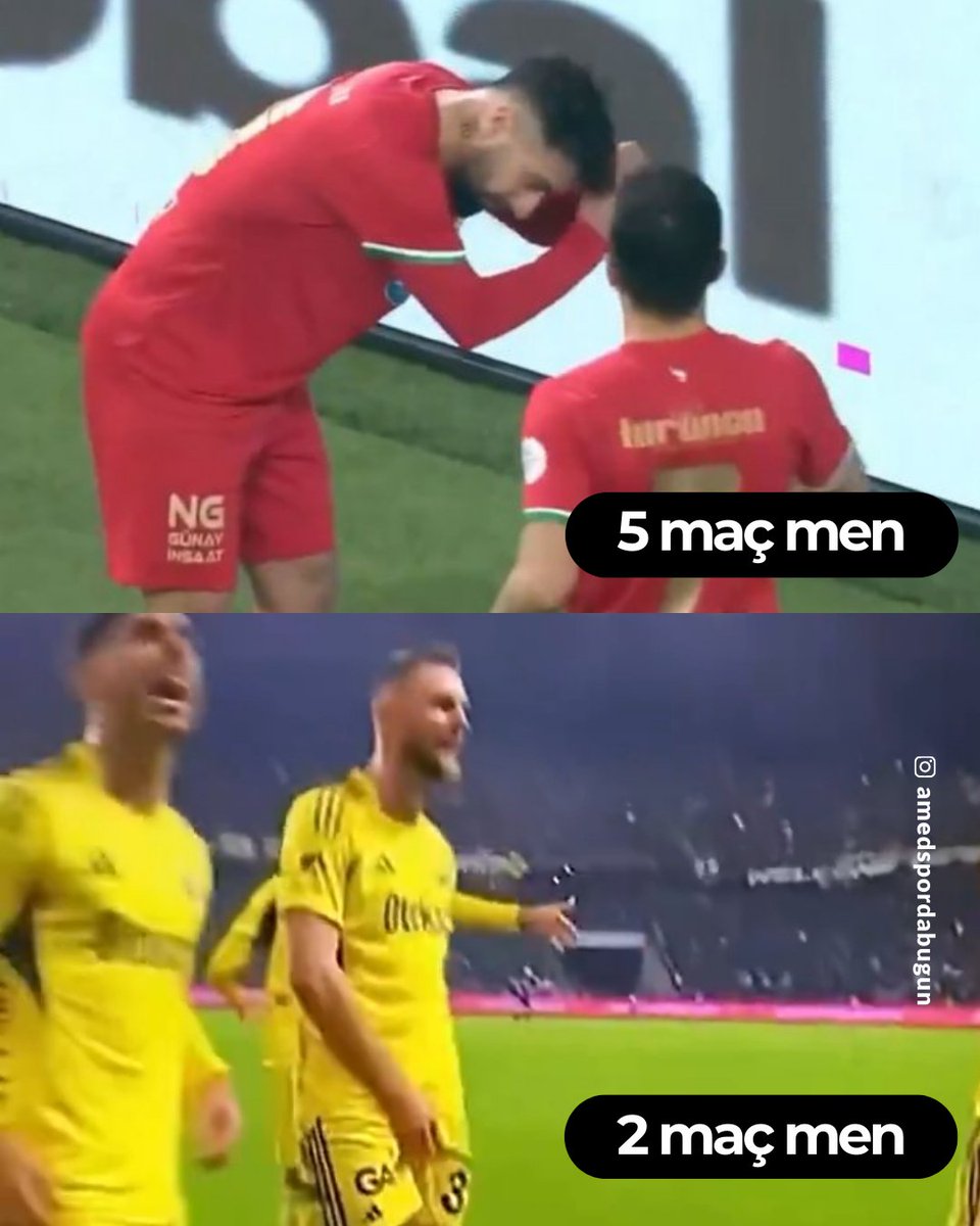 Bir tarafta tribünlere ahlaksızca hareket yapan bir futbolcuya 2 maç,
diğer tarafta yaşam hakkını savunan, gol sevincinde saçını ören bir futbolcuya 5 maç ceza…

Sizin her şeyden önce bir ahlak sorununuz var!