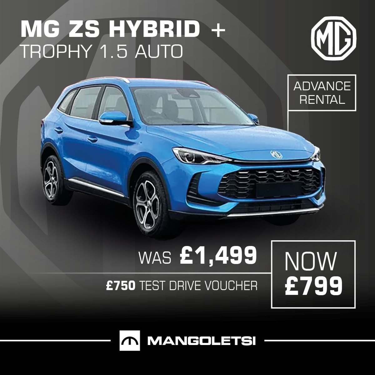 Motability Offer - MG ZS Hybrid+ Trophy 1.5 Auto

Smart hybrid performance. Automatic comfort.

Advance payment was £1,499 now just £799, plus a £750 test drive voucher.

Exceptional value on a modern hybrid SUV.