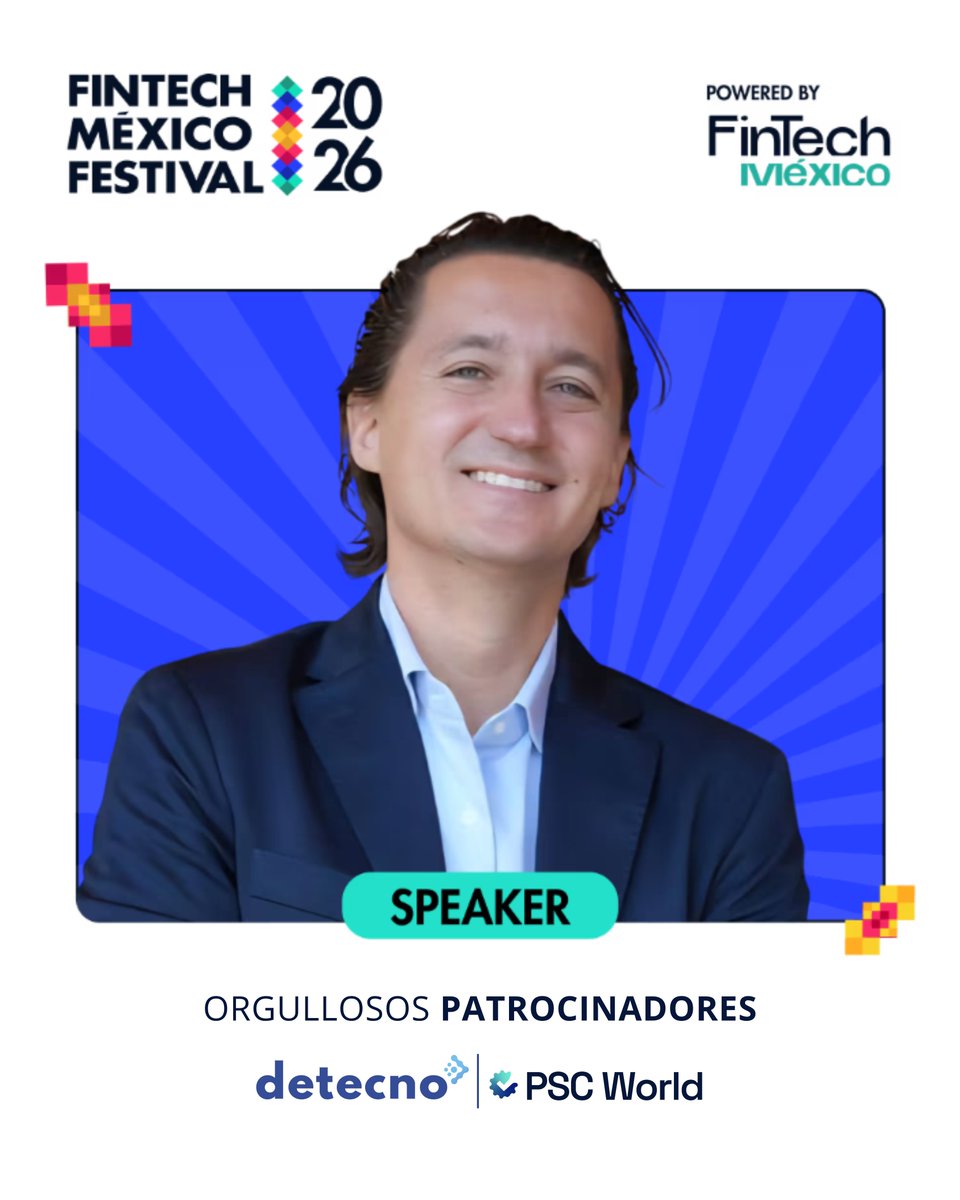 detecno_'s tweet photo. 🙌 Orgullosos patrocinadores en Fintech México Festival 2026 

🎙Nuestro CEO, Gabriel Carrillo Cattori, será speaker en este gran encuentro del ecosistema fintech. 

Una conversación que no te puedes perder si formas parte del ecosistema 👉 Regístrate: https://t.co/WWGQBs2PWq https://t.co/c89R6L4HVt