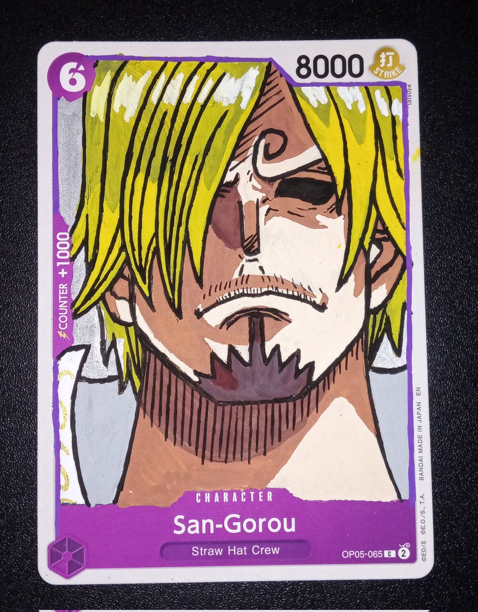 WadeKillsonYT's tweet photo. Sanji as Promised! This is definitely how he looks at you if you waste your food 😆 check out tomorrows post! Should I Do A Pokemon Card or another One Piece Card? 🤔🤔 https://t.co/ucj1Ohv7uQ