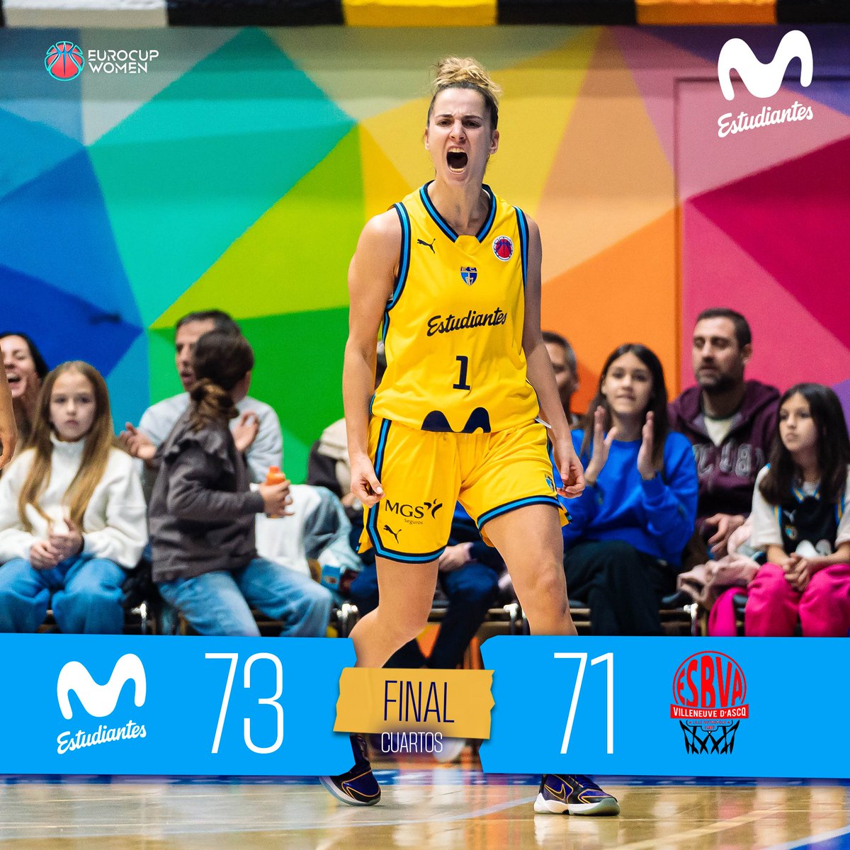 FINAL: nos vamos a Francia con ventaja 🔥🔥

#EuroCupWomen #MovistarEstudiantes