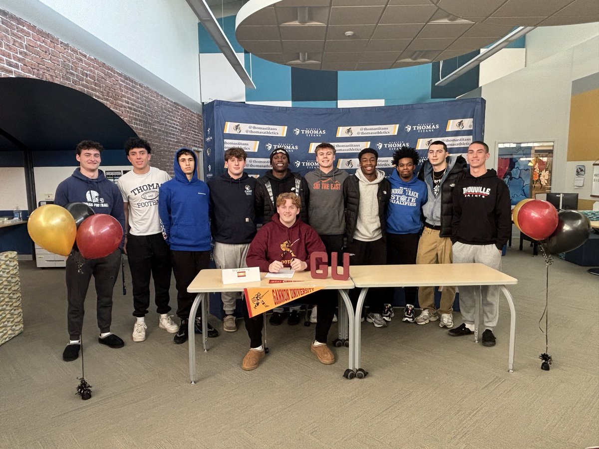 ThomasAthletics's tweet photo. Congratulations to  Bryce H as he has decided to continue his athletics and academics @GannonU @ThomasTitans @WTTitanFootball https://t.co/R1PmVTTIpH