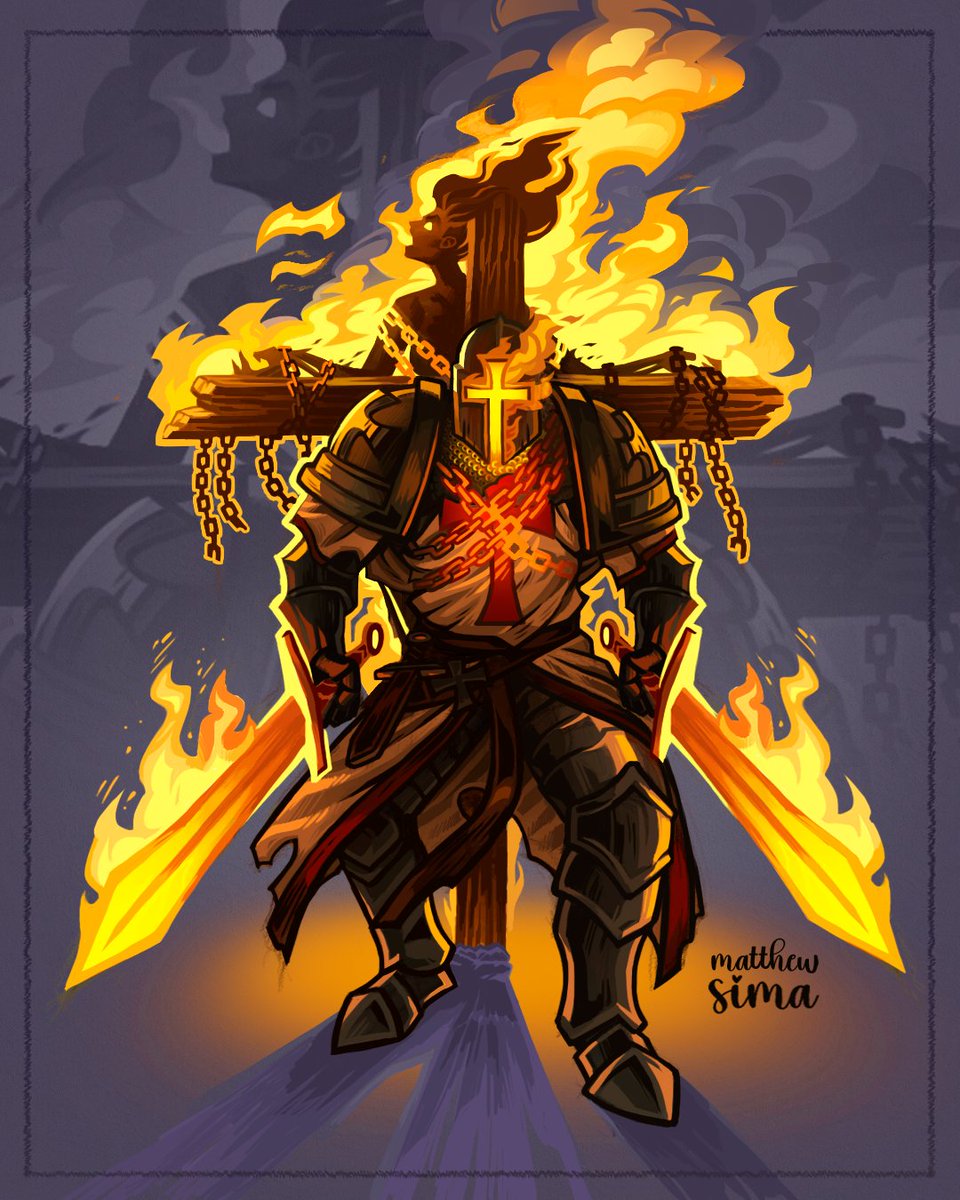 [OC] Witche's Nemesis

My Witch Hunter who carries a cross with a burning witch on his back that fuels his powers. He's always looking for his next victim!

#DnDArt #CharacterDesign #DarkFantasy #OriginalCharacter #FantasyArt #DungeonsAndDragons #RPGArt