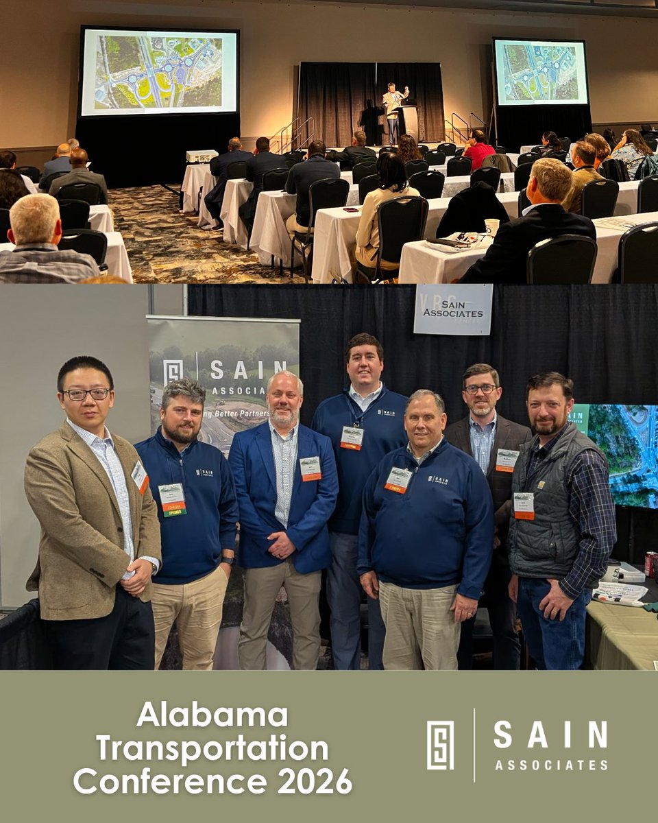 We had a great time exhibiting and connecting with transportation professionals at this year's Alabama Transportation Conference! Tony Montanaro, P.E., gave a presentation on the roundabout series in Hayden, Alabama. #SainAssociates <a href="/AuburnEngineers/">Auburn University Ginn College of Engineering</a>