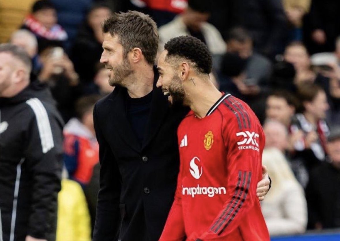 Utdtruthful's tweet photo. 🚨🗣️ Thomas Frank on Carrick: “He's had a great start, he's injected a level of energy into the team. It looks like some of the players are in a good place. We know the threats from before from Bryan Mbeumo, Amad, Cunha, and Bruno have been keeping this team ticking, he's done it for four and five years. It's a challenge, but looking forward to it.” #MUFC