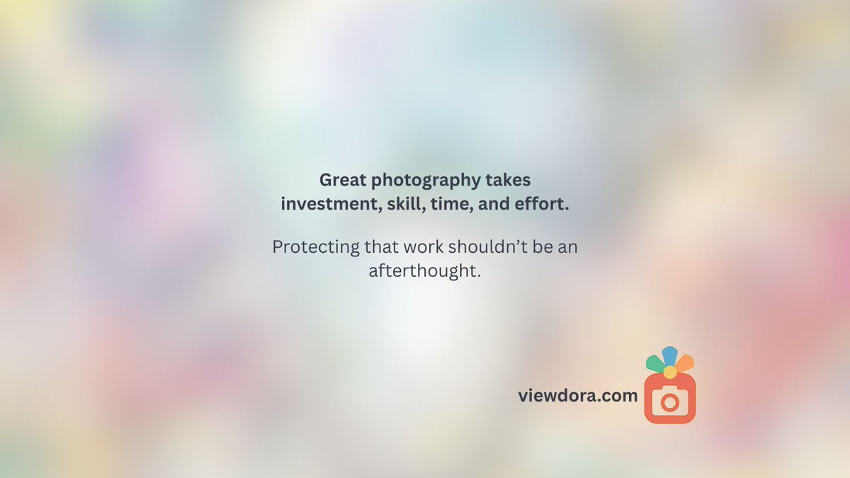 viewdora's tweet photo. Photographers invest more than time into their work.
Protecting it shouldn’t be an afterthought. 

#Viewdora #photographybusiness #photographers #protectyourwork https://t.co/HReA3X9eB6