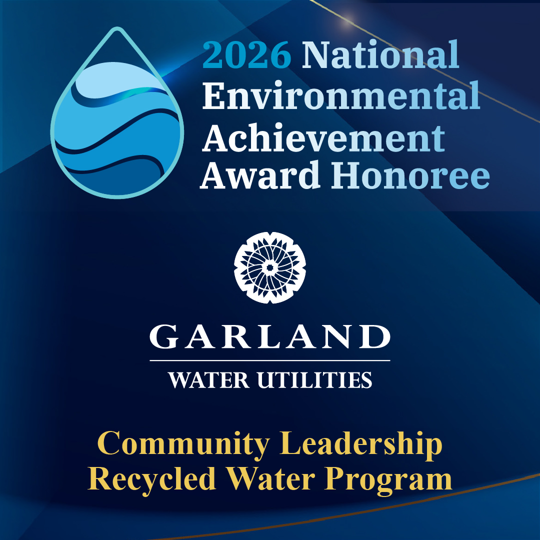 🎉 Big news! Garland Water Utilities is a <a href="/NACWA/">NACWA</a> 2026 National Environmental Achievement Award honoree in the Community Leadership category for our Recycled Water Program. Proud of our team! 💧🌱

💧Every drop is a resource! 💧
#NEAA2026 #CommunityLeadership #ProudToBeGarland
