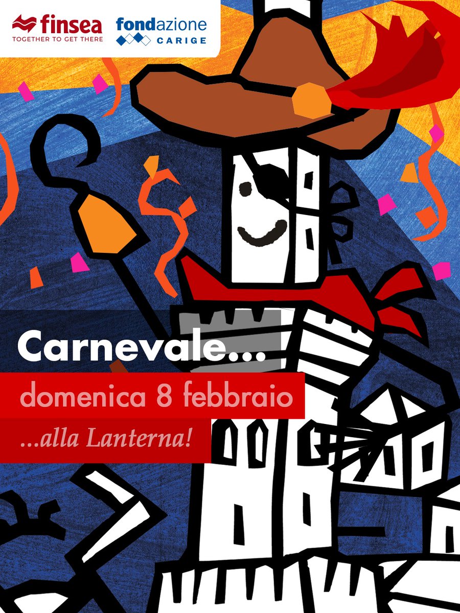 Vi aspettiamo alla Lanterna per festeggiare insieme il carnevale 🥳

Domenica 8 febbraio, ore 15.00
PENTOLACCIA ALLA LANTERNA
lanternadigenova.com/prossime-attiv…
Prenotazioni laboratori@lanternadigenova.it