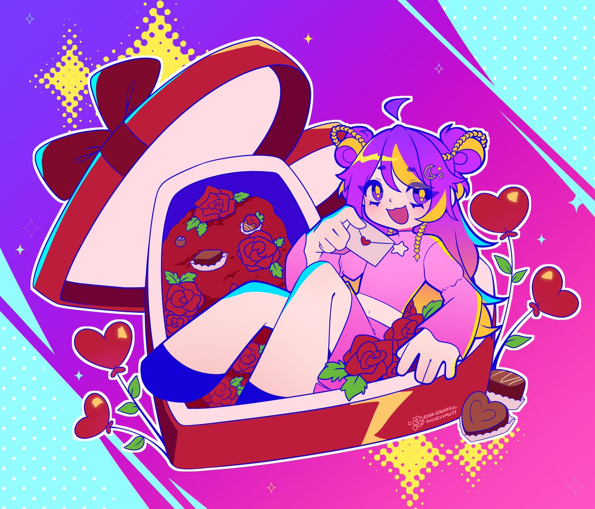 NEW YCH ALERT‼️

Hello! Eina and I collabed on a COLORFUL Valentine's Day Chibi Illustration 𖹭 

𐙚 vgen.co/micheyymutt