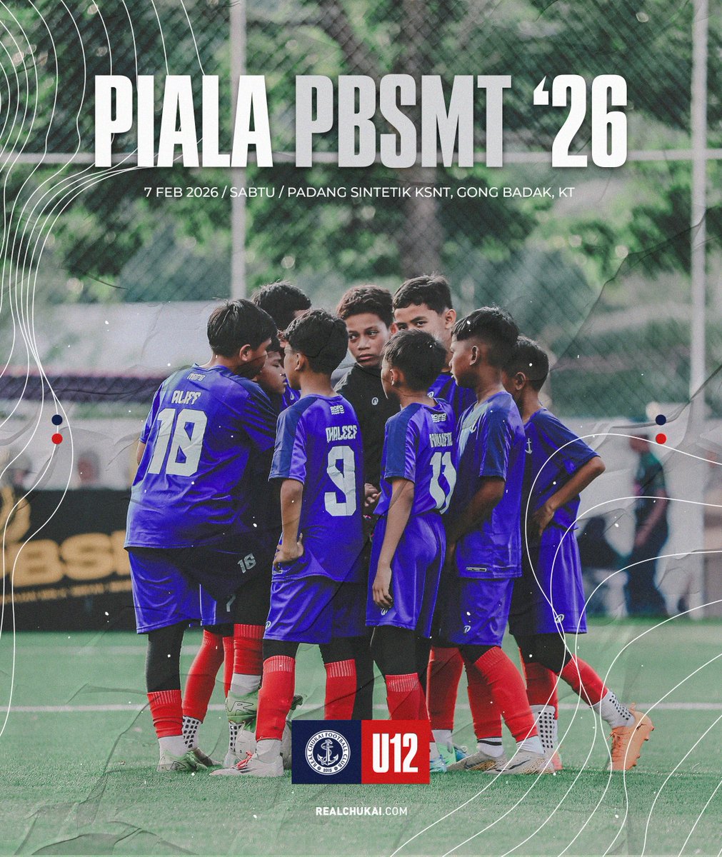 𝐒𝐊𝐔𝐀𝐃 𝐔𝟏𝟐 : 𝐏𝐈𝐀𝐋𝐀 𝐏𝐁𝐒𝐌𝐓 𝟐𝟎𝟐𝟔

📆 7 Februari 2026 / Sabtu
⏰ 8.00 pagi
📍 Padang  Sintetik, Kompleks Sukan Negeri Terengganu Gong Badak, KT.

Haluan berbeza, matlamat tetap sama 🤏

⚓️🔴🔵

#theanchors
#realchukaifc
#realchukaifootballacademy
#callputrajaya