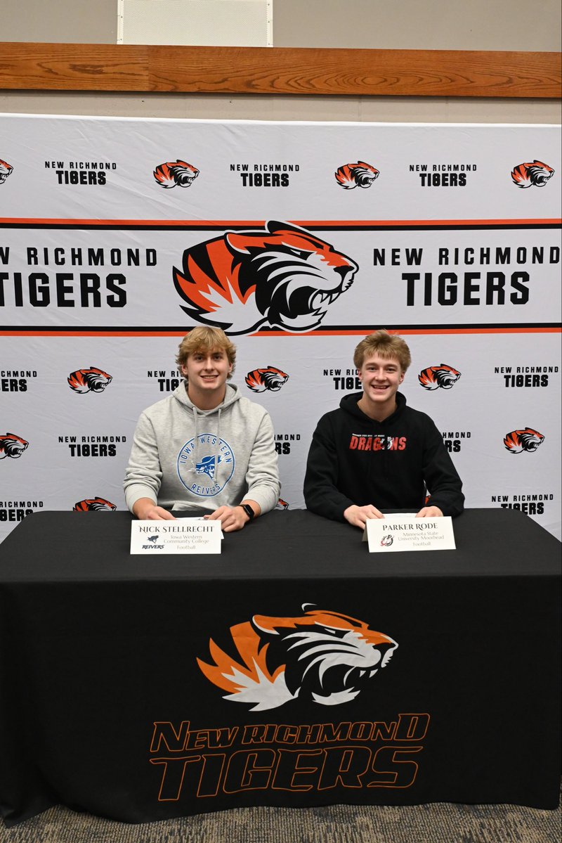 CoachLarsonNR's tweet image. Yesterday was a special day at NRHS as we celebrated the signing of 2 of our 4 college football commits!