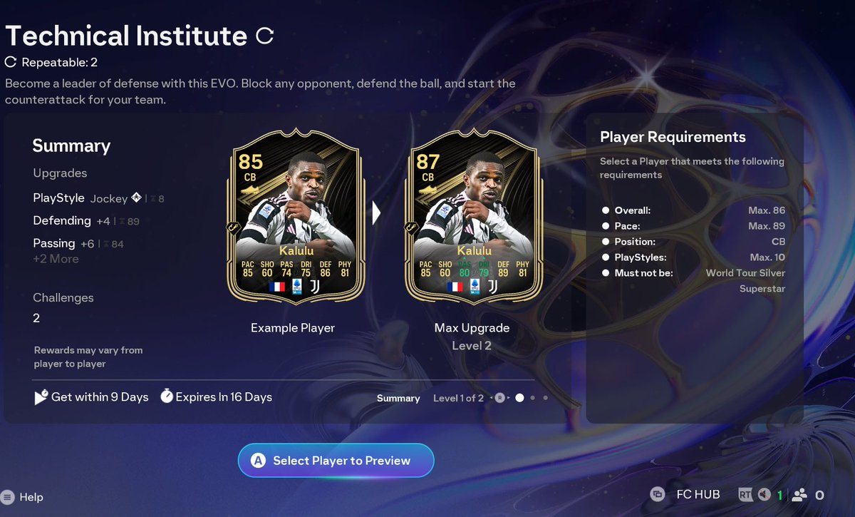 FIFA22_INFO's tweet photo. 🚨 New FREE CB Evolution 

• ✅ Jockey
• ✅ Technical
• ✅ +6 Passing
• ✅ +4 Defending
• ✅ +4 Dribbling 

Who will you be using in this? 🤔 https://t.co/lU152t2dlG