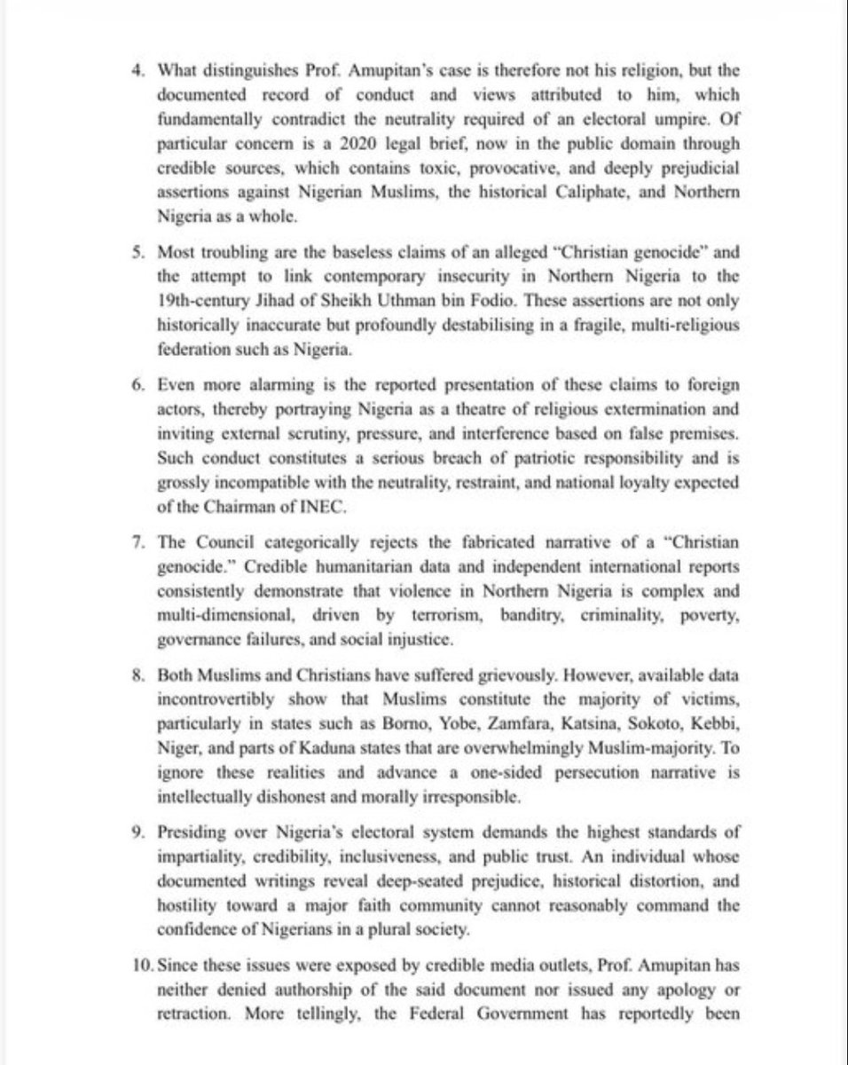Official press release from the Supreme Council for Sharia in Nigeria. It's always about elections and power play but not about extremism, the plight of almajiris, poverty, and the abuse of women and children.🤔