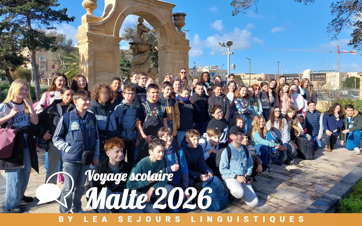 LEASejours's tweet photo. Bon retour à Bourgoin-Jallieu ! 🇫🇷

Le groupe Laurent a passé quelques jours en voyage scolaire à Malte. 

Nos 53 élèves ont profité d'un temps radieux, bien loin de la grisaille iséroise. Nous remercions notre établissement partenaire, et les parents, pour leur confiance ! https://t.co/aIkx8KSlVx