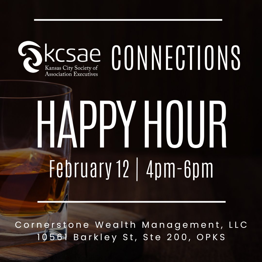 kc_sae's tweet image. Start your week with Thursday plans! 🗓️ Our Connections Happy Hour is happening this Thursday in Overland Park. Come grab a drink and talk shop with the best association pros in KC.

RSVP here: kcsae.org #KCSAE #KCNetworking #AssocMgmt