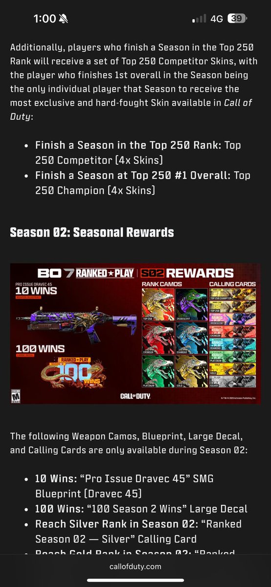 Holaa, con la salida de las temporada 2 de BO7 se implementaron ranks en multijugador, estaré realizando bosst a iridiscente. (Plataformas PS5 y PC) personas interesadas pueden mandarme dm para más información