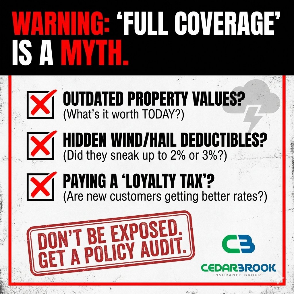 CedarBrookInsur's tweet image. National Weatherperson’s Day

Insurance truth: “Full coverage” isn’t a real contract term. 

Book a 10-min policy audit: bit.ly/4hlNsiJ or call (833) 490-7878

#Cedarbrook #NewBraunfels #InsuranceAudit