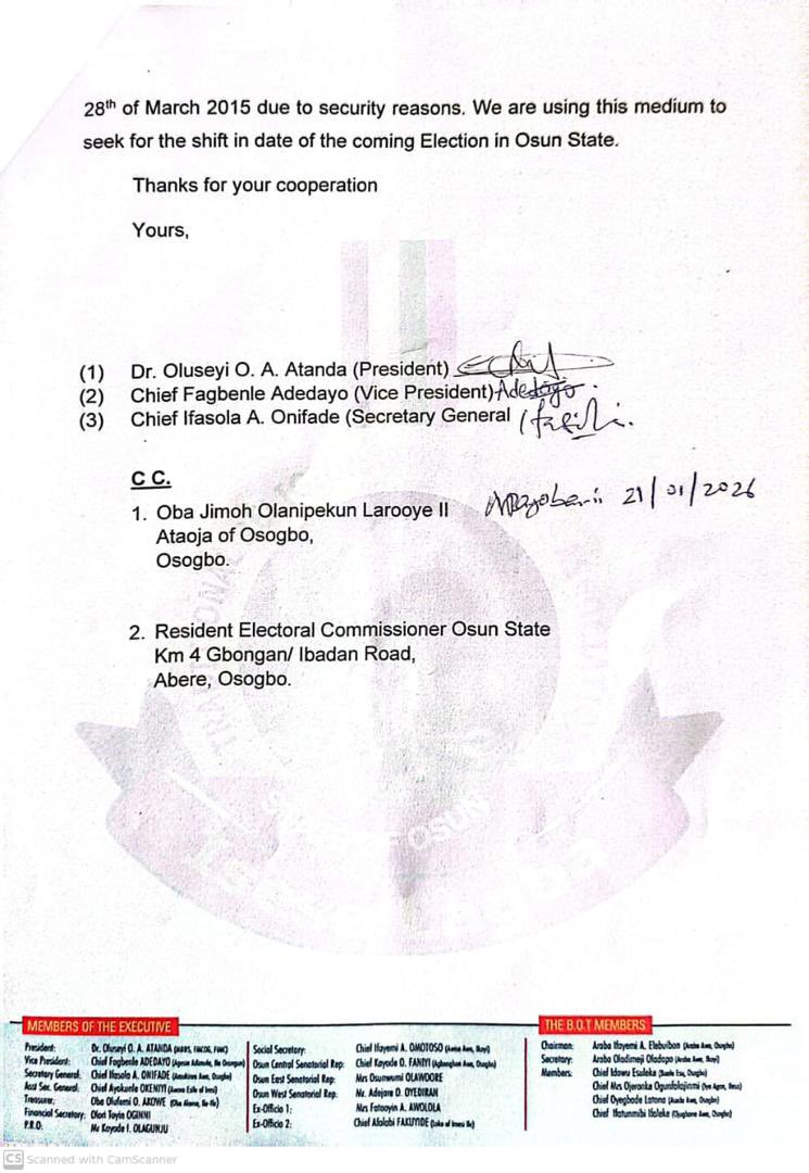 Ọ̀SUN-ÒṢOGBO FESTIVAL 2026 VS. 2026 Ọ̀SUN GUBERNATORIAL ELECTION 

The announcement of August 8 as the date for the Ọ̀sun Governorship Election has continued to generate mixed reactions across the State, particularly among traditional worshippers and cultural stakeholders, as